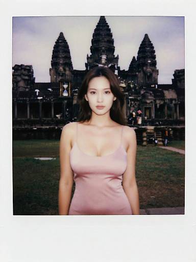 Minimalist Fuchsia Dress at Angkor Wat