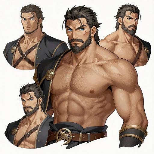 Muscular Male Hyur Adventurer from Final Fantasy XIV Illustration