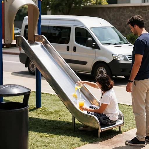 Playground Scene with Woman and Child