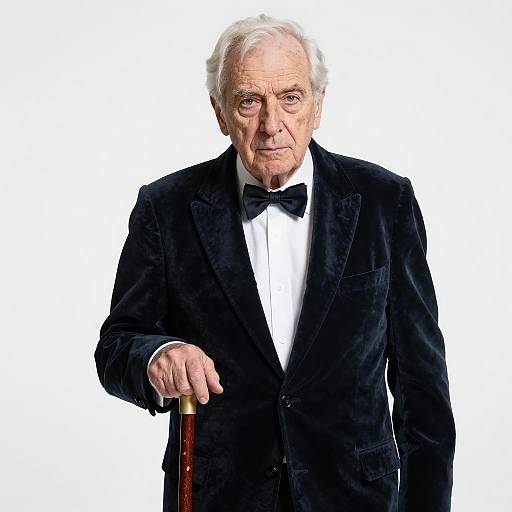 Elegant Elderly Man in Velvet Suit