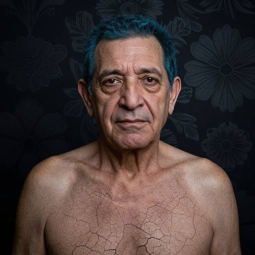 Elderly Man with Cracked Skin Portrait