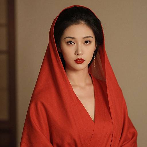 Elegant Oriental Woman in Red