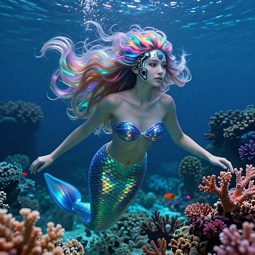 Hyper-Realistic Cybernetic Mermaid Portrait