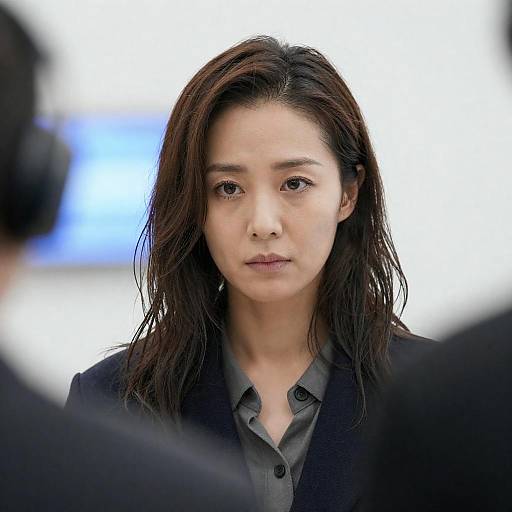 Wet-Haired Woman Gazing at Blurred Object