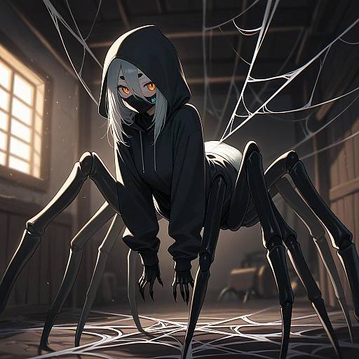 Arachne in Cabin: Hooded Spider Maiden
