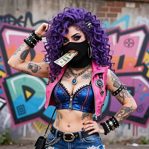 Realistic Cartoon Punk Gangster Woman