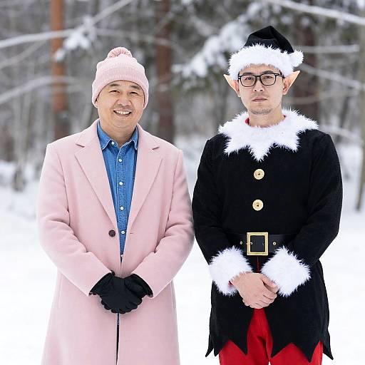Two Men in Colorful Winter Attire
