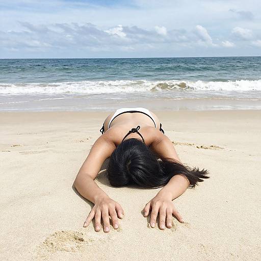 Relaxed Woman on Sandy Beach