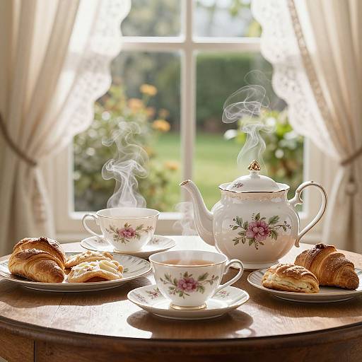 Vintage Tea Time Cozy Morning Scene