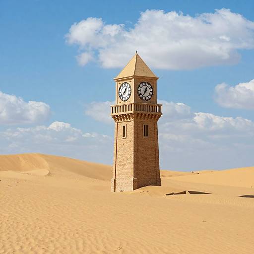 Deserted Clock Tower in Sand Dunes