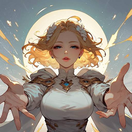 Friendly Girl Reaching Out Wide Angle