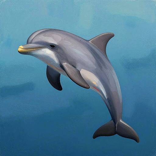 Vibrant Naive Style Dolphin Art