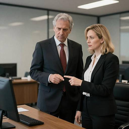 Serious Office Scene: Middle-aged Man Coaching