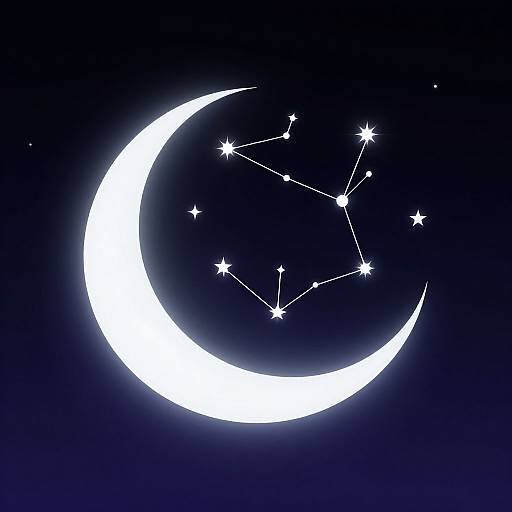 Elegant Minimalist Moon and Stars Aesthetic