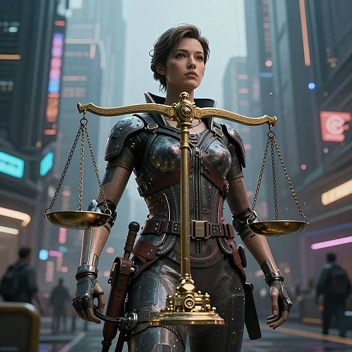 Hyperrealistic Cyberpunk Justice Hall