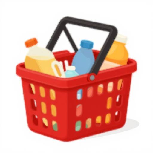 Red Plastic Shopping Basket Illustration