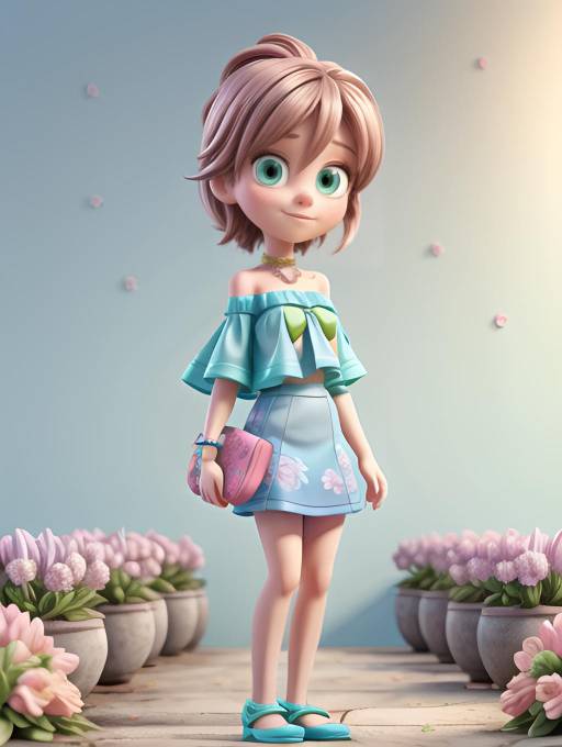 Anime Girl in a Lush Flower Garden