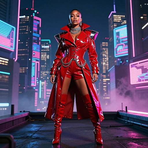 Doja Cat Retro-Futuristic Crimson Look