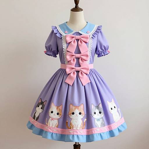 Vibrant Falbala Cat Bow Lolita Dress