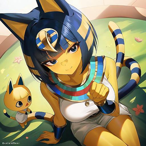 Illustration of Ankha (animal crossing), animal crossing in the style of Eredhen