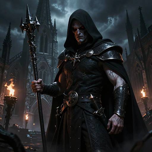 Dark Fantasy Warrior in Gothic Night