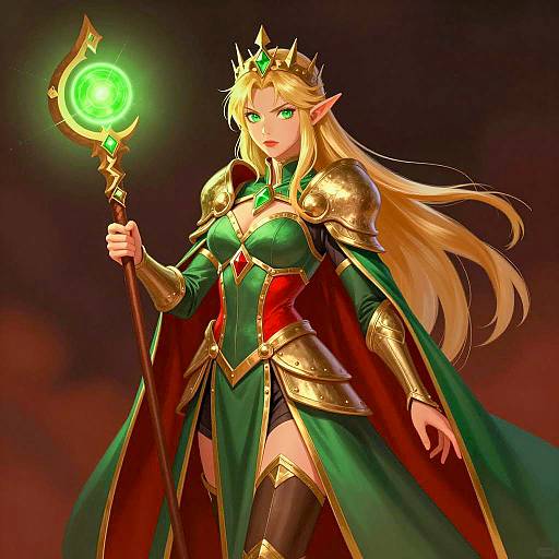 Fantasy Elf Mage with Glowing Staff
