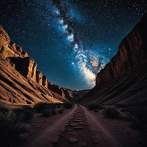 Desert Canyon Night Sky with Milky Way