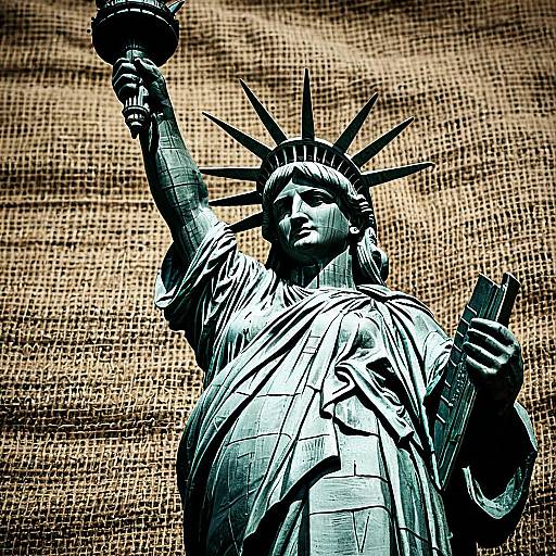 Burlap-Textured Statue of Liberty Macro