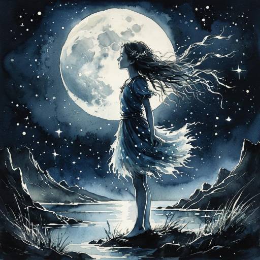 Fantasy Wind Sprite Under Moonlight