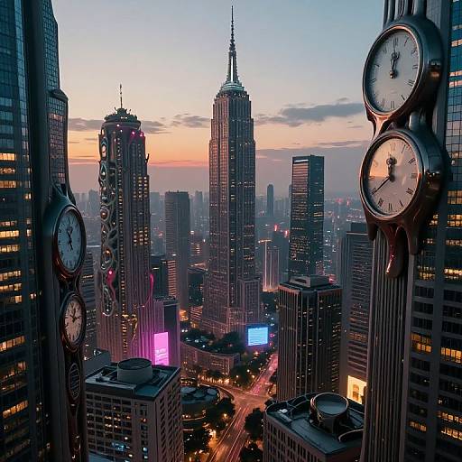 Surreal Dystopian Neon Cityscape