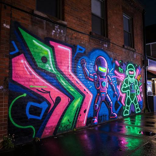 Neon Urban Street Art at Night