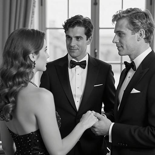 Elegant Formal Gathering in Monochrome