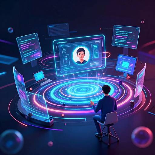 Futuristic Cyber Interface with Avatar