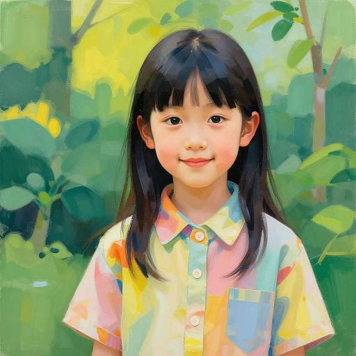 Abstract Expressionist Portrait of Asian Girl