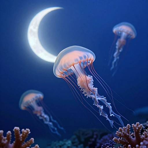 Regal Jellyfish Ballet Beneath Moon