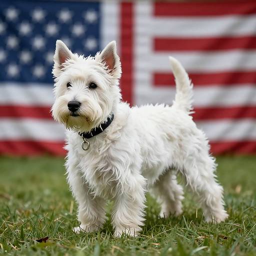 West Highland Terrier with Patriotic Flag