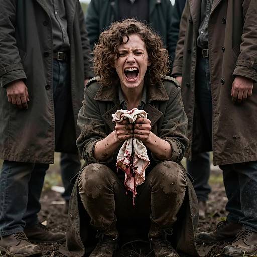 Screaming Woman in Muddy Distress