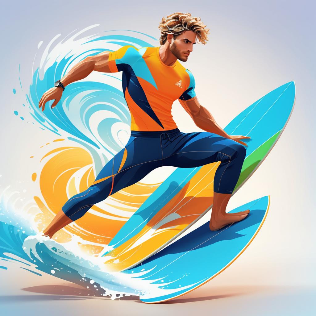 Dynamic Stylish Male Surfer Concept Art