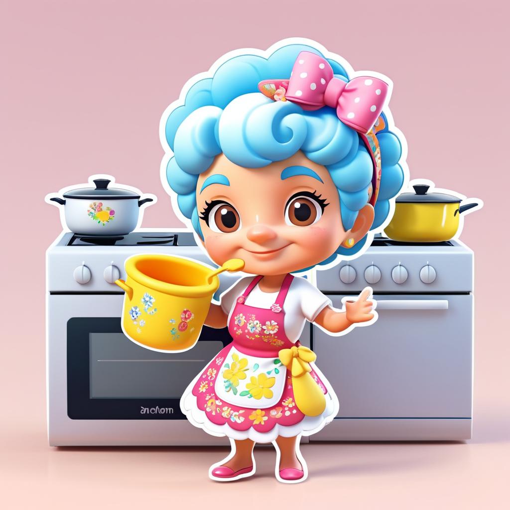 Cheerful Brazilian Grandmother in Chibi Style