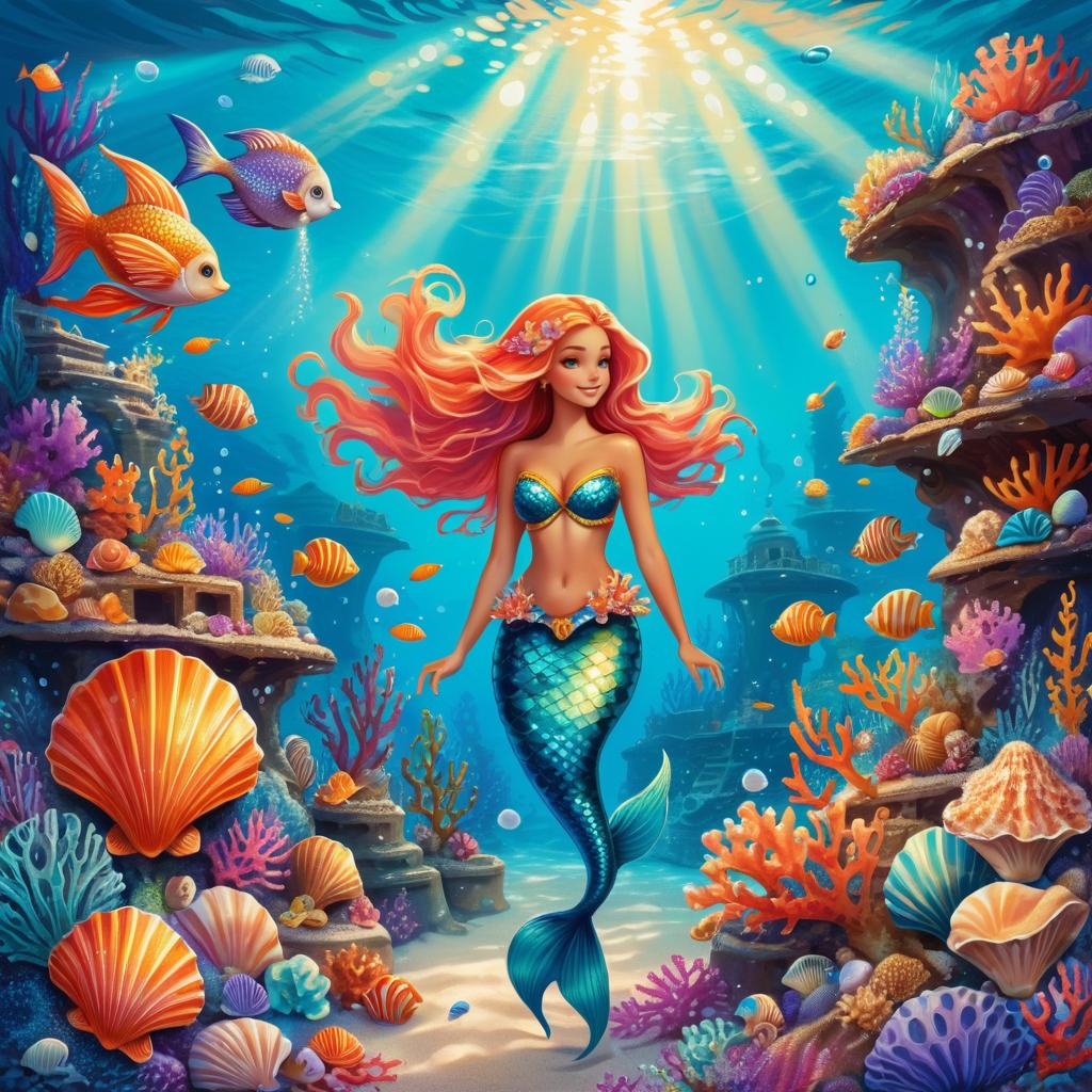 Whimsical Mermaid and Underwater Treasures