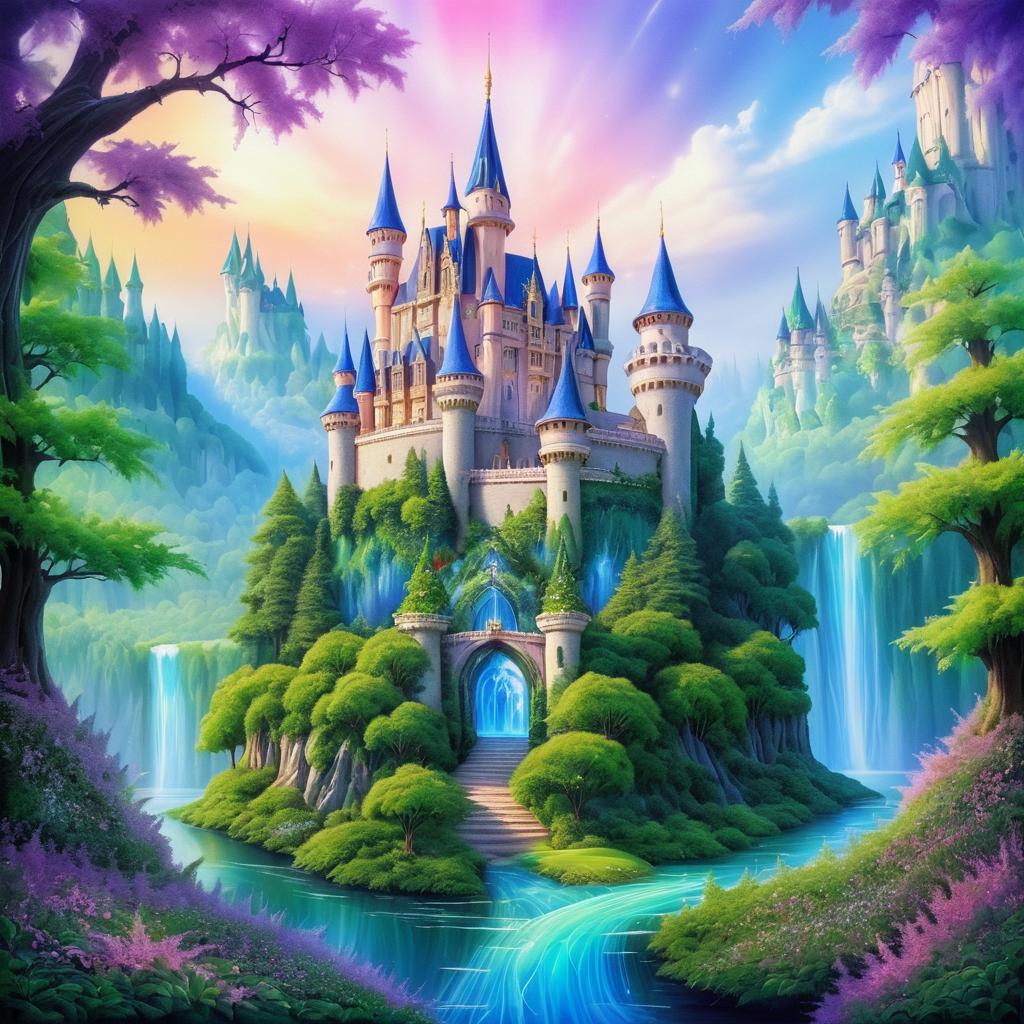 Enchanting Castle in Fantasy Forest Landscape