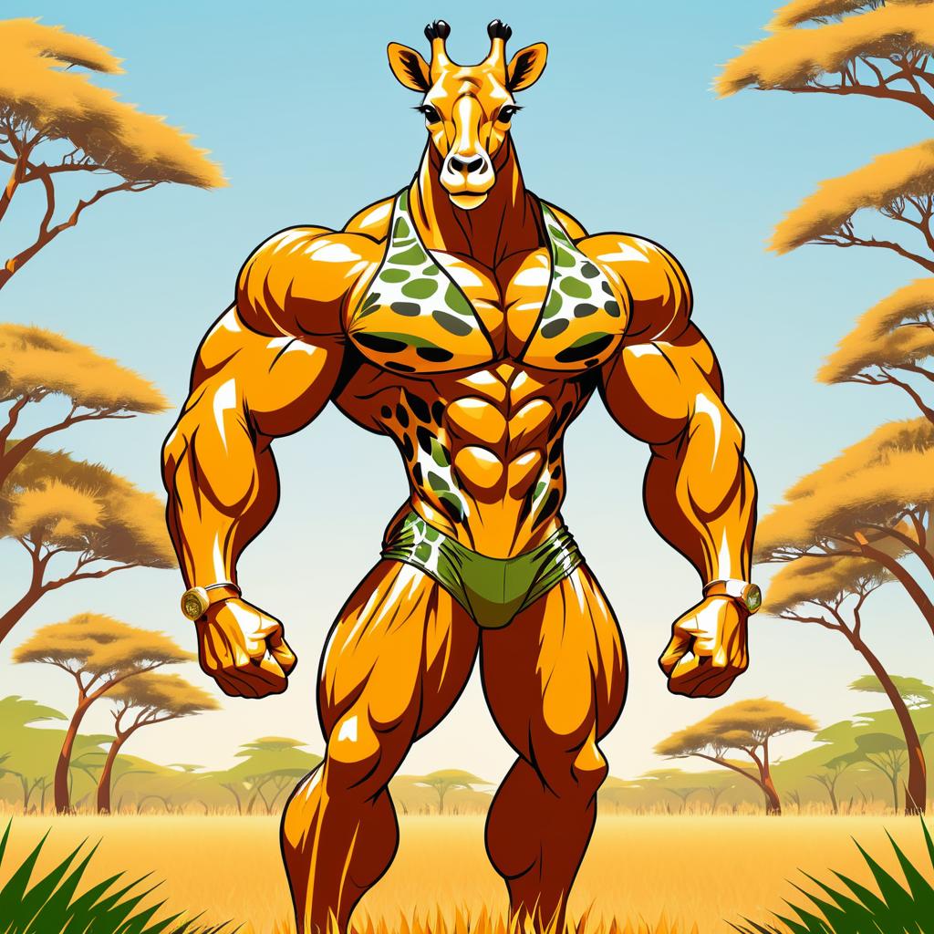 Muscular Giraffe in Sunny Savanna