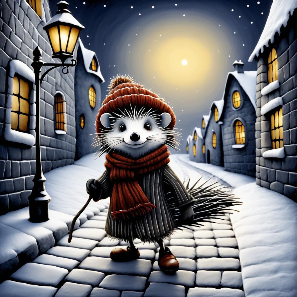 Adventurous Hedgehog in Whimsical Streets