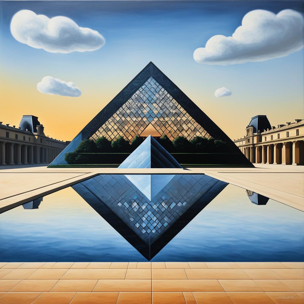 Louvre Pyramid in Magritte's Style