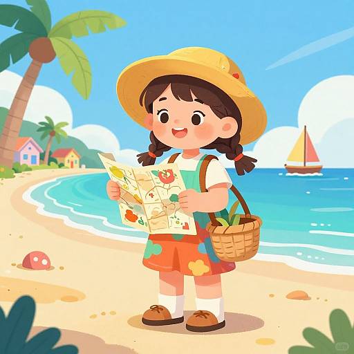 Joyful Girl's Tropical Treasure Adventure