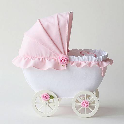 Pink Baby Carriage Diaper Cake Centerpiece