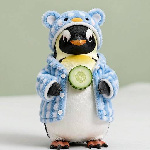 Penguin in Pajamas with Cucumber