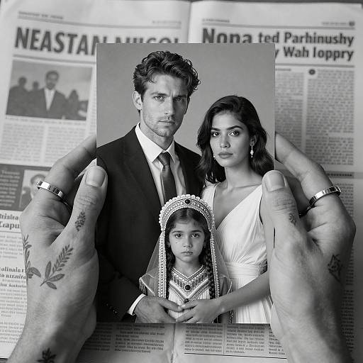 Elegant Black-and-White Family Portrait