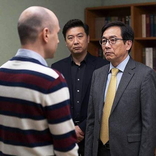 Three Men in a Room Scene