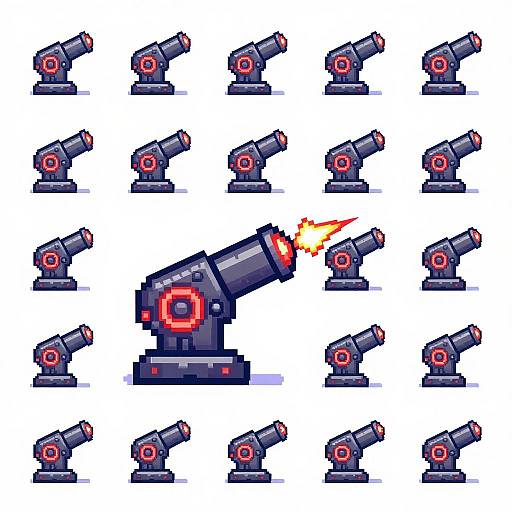 Minimalist Pixel Art Micro Cannon
